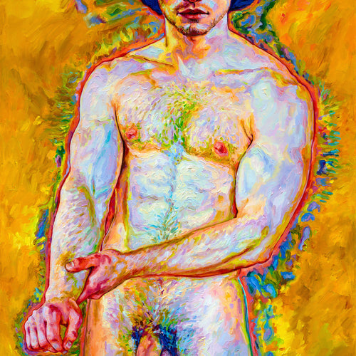 Standing Nude Against Yellow Background (2025)